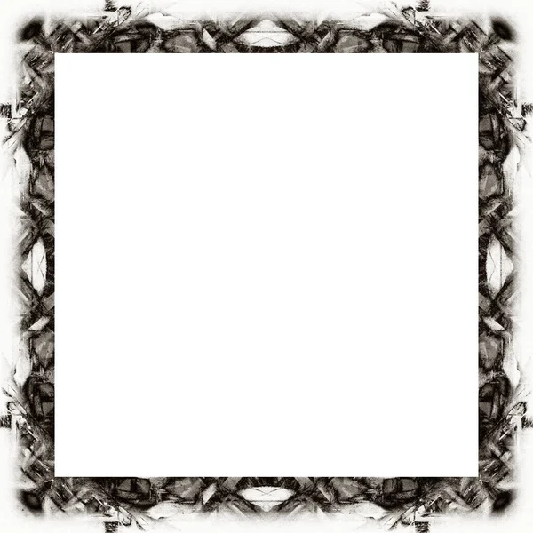 Grunge Frame Scratch Watercolor Effects Black White Texture Copy Space — Stock Photo, Image