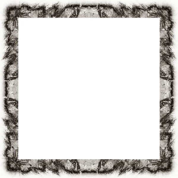 Grunge Frame Scratch Watercolor Effects Black White Texture Copy Space — Stock Photo, Image