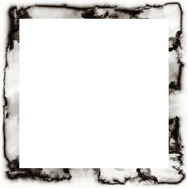 Grunge Frame Scratch Watercolor Effects Black White Texture Copy Space — Stock Photo, Image