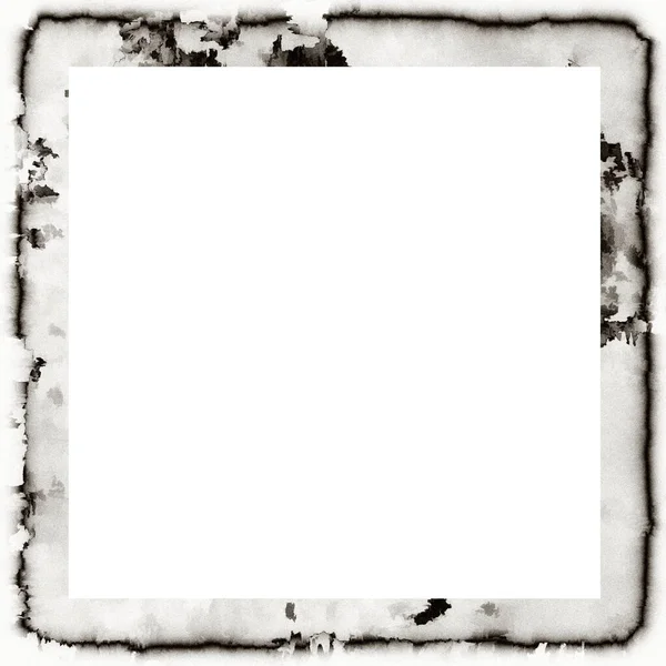 Messy Grunge Dripping Watercolor Texture Black White Wall Frame Empty — Stock Photo, Image