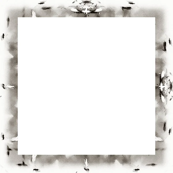 Messy Grunge Watercolor Texture Black White Wall Frame Empty Space — Stock Photo, Image