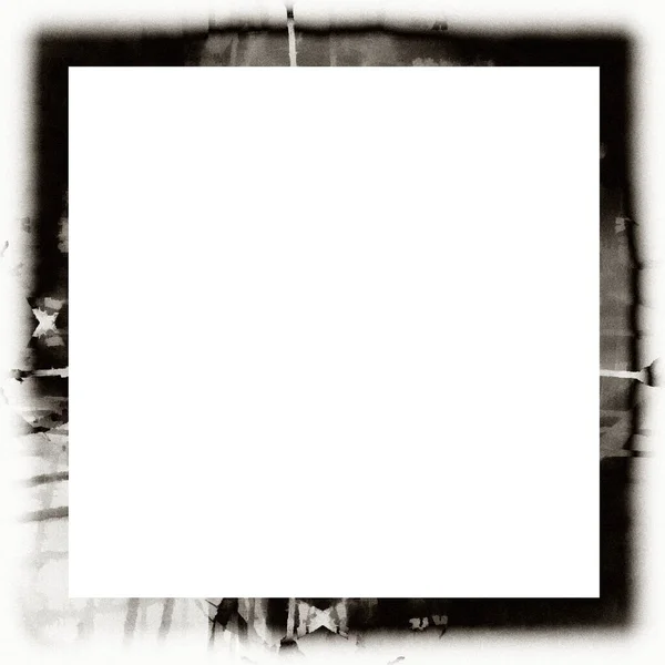 Grunge Salissant Texture Aquarelle Cadre Mural Noir Blanc Espace Vide — Photo