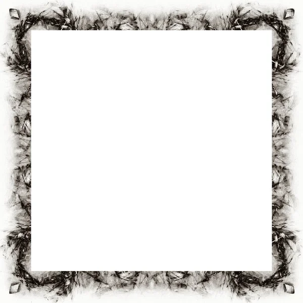 Grunge Frame Scratch Watercolor Effects Black White Texture Copy Space — Stock Photo, Image