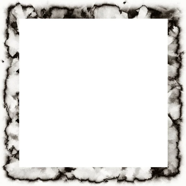 卷曲水彩画质感黑白壁框 图像或广告文本中间的空格 — 图库照片
