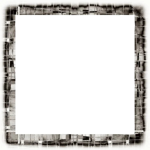 Grunge Cornice Graffiata Texture Acquerello Bianco Nero Copia Spazio Centro — Foto Stock