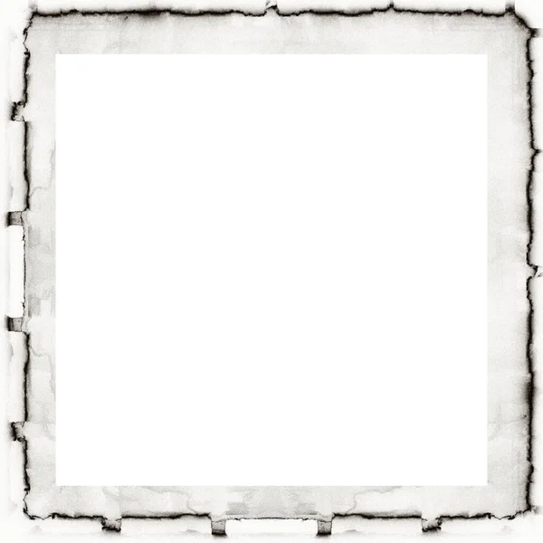 Grunge Scratched Frame Watercolor Texture Black White Copy Space Middle — Stock Photo, Image