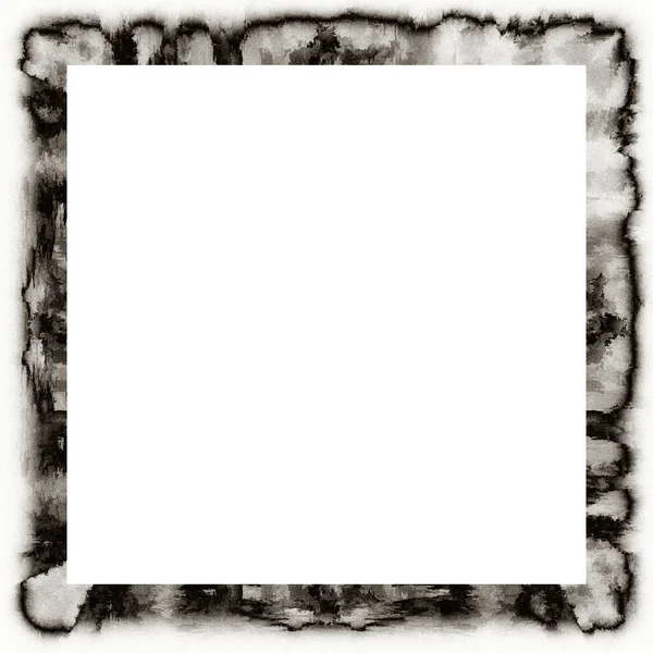 水彩の質感の黒と白のグランジ傷のフレーム 画像や広告テキストの中央にスペースをコピー — ストック写真