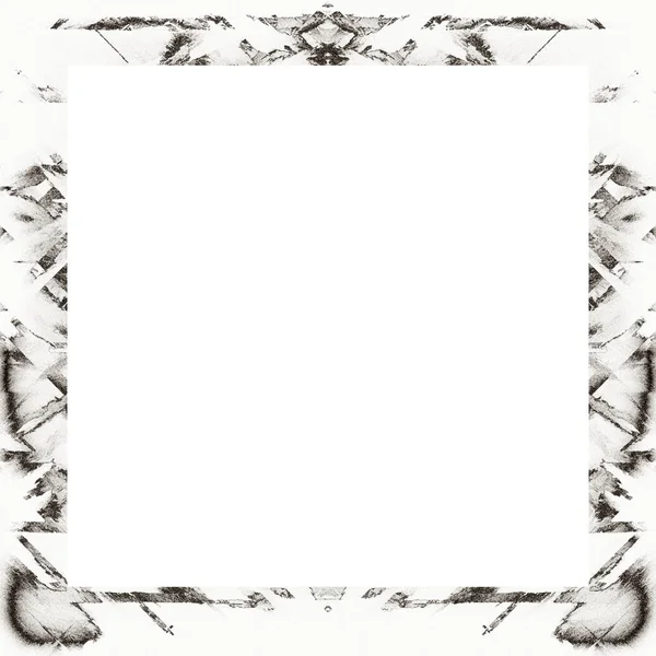 Grunge Frame Scratch Watercolor Effects Black White Texture Copy Space — Stock Photo, Image