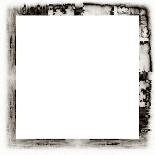 グランジ傷水彩テクスチャ黒と白の壁のフレーム 画像や広告テキストの中央にスペースをコピー — ストック写真