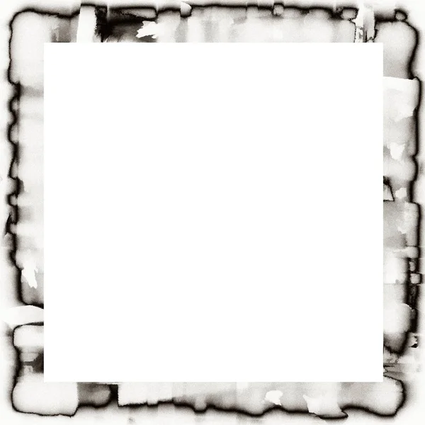 Grunge Watercolor Texture Black White Wall Frame Empty Space Middle — Stock Photo, Image