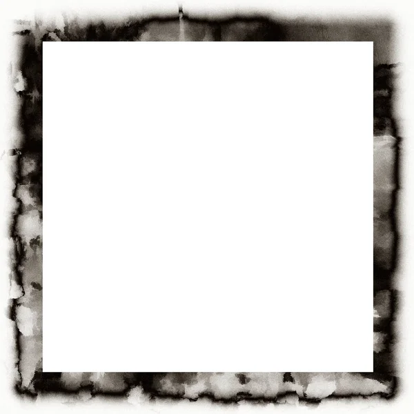 Grunge Watercolor Texture Black White Wall Frame Empty Space Middle — Stock Photo, Image