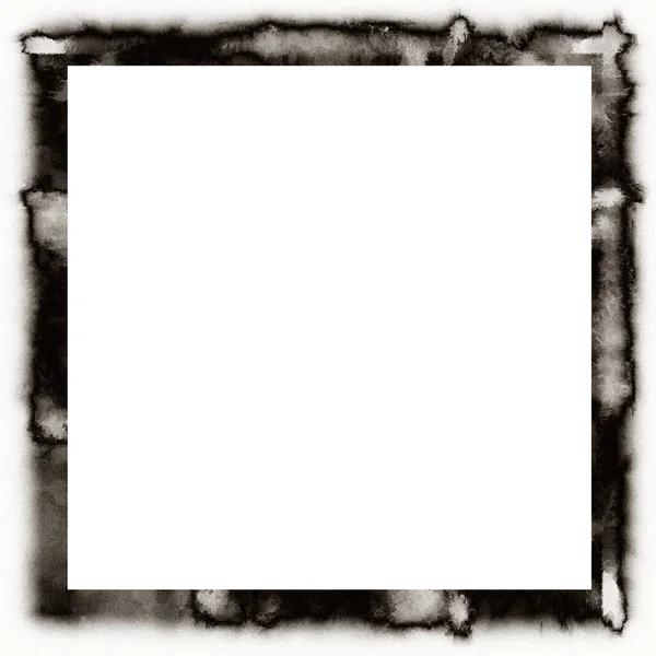 Grunge Dripping Watercolor Texture Black White Wall Frame Empty Space — Stock Photo, Image