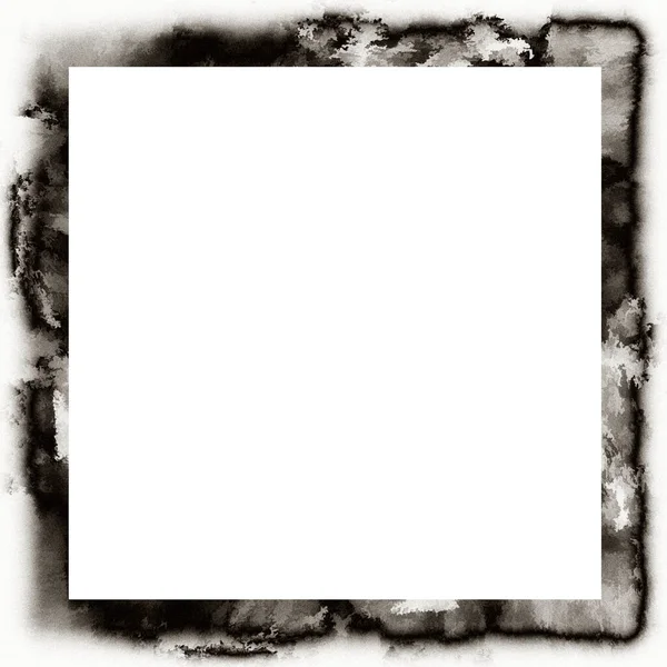 Stökig Grunge Droppande Akvarell Konsistens Svart Och Vit Väggram Tomrum — Stockfoto