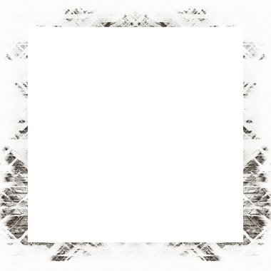 Çizik ve suluboya efektlerle siyah beyaz desenli Grunge çerçeve. Resim veya reklam metni için ortadaki alanı kopyala.   