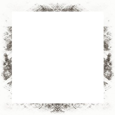 Çizik ve suluboya efektlerle siyah beyaz desenli Grunge çerçeve. Resim veya reklam metni için ortadaki alanı kopyala.   