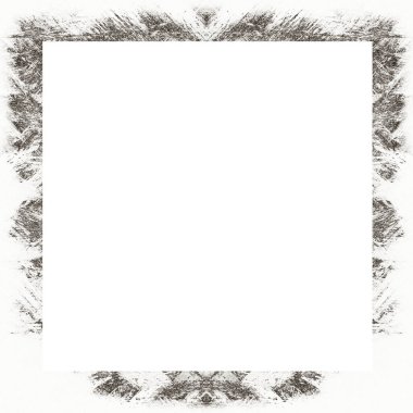 Çizik ve suluboya efektlerle siyah beyaz desenli Grunge çerçeve. Resim veya reklam metni için ortadaki alanı kopyala.   