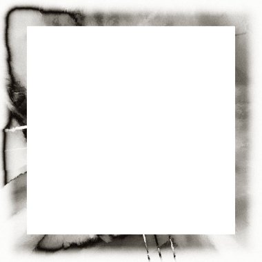 Çizik ve suluboya efektlerle siyah beyaz desenli Grunge çerçeve. Resim veya reklam metni için ortadaki alanı kopyala.   