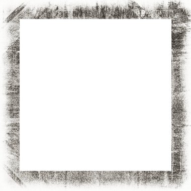 Çizik ve suluboya efektlerle siyah beyaz desenli Grunge çerçeve. Resim veya reklam metni için ortadaki alanı kopyala.   