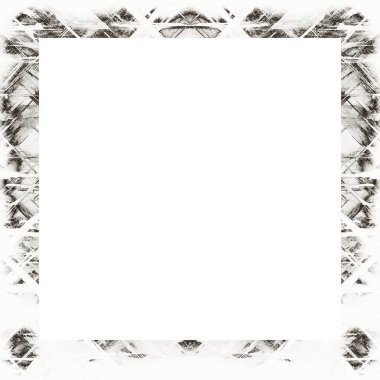 Çizik ve suluboya efektlerle siyah beyaz desenli Grunge çerçeve. Resim veya reklam metni için ortadaki alanı kopyala.   