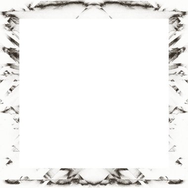 Çizik ve suluboya efektlerle siyah beyaz desenli Grunge çerçeve. Resim veya reklam metni için ortadaki alanı kopyala.   
