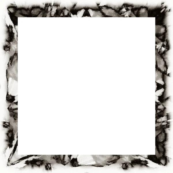 Grunge Podrapane Ramki Akwareli Tekstury Czarno Białe Kopiuj Miejsce Środku — Zdjęcie stockowe