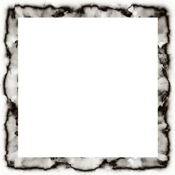 Disordinato Grunge Texture Acquerello Cornice Della Parete Bianco Nero Spazio — Foto Stock