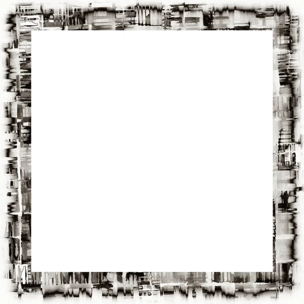 Grunge Scratched Watercolor Texture Black White Wall Frame Copy Space — Stock Photo, Image