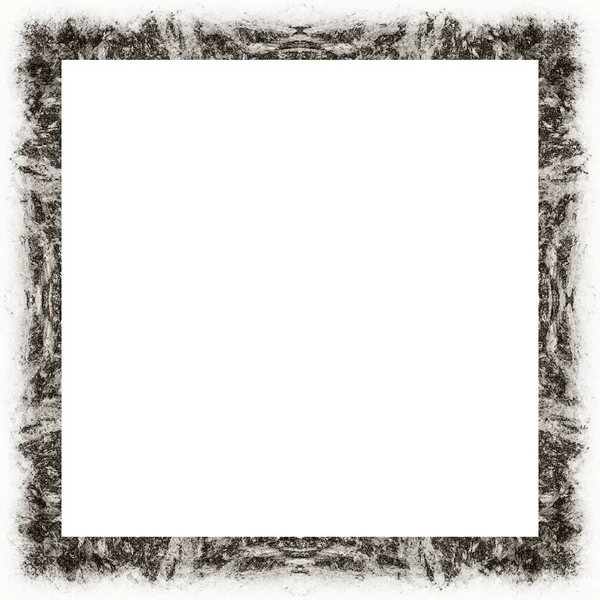 Grunge Frame Scratch Watercolor Effects Black White Texture Copy Space — Stock Photo, Image