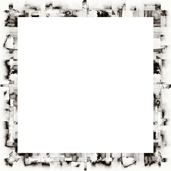Grunge Karcos Keret Akvarell Textúra Fekete Fehér Másolás Helyet Közepén — Stock Fotó