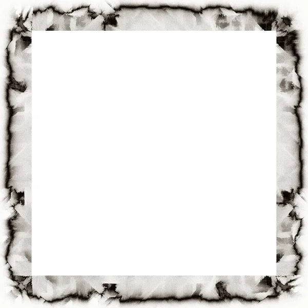 Rommelige Grunge Aquarel Textuur Zwart Wit Muur Frame Lege Ruimte — Stockfoto