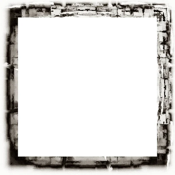 Grunge Scratched Watercolor Texture Black White Wall Frame Copy Space — Stock Photo, Image