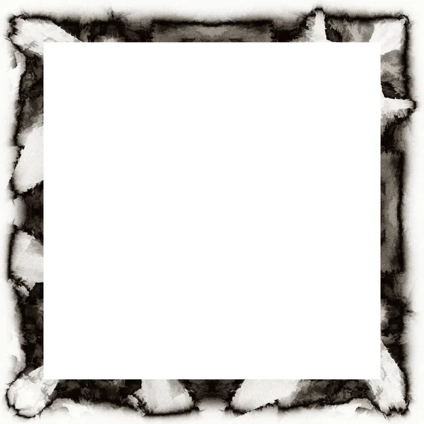 Grunge Scratched Watercolor Texture Black White Wall Frame Copy Space — Stock Photo, Image