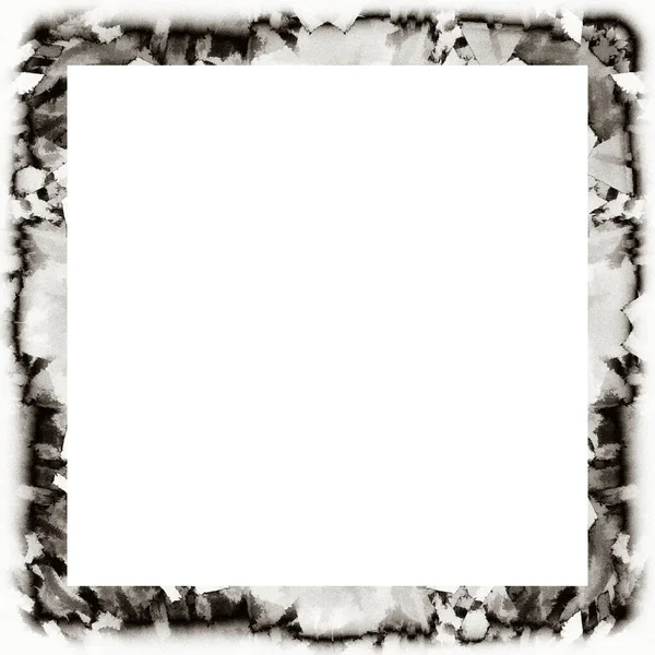 Grunge Cornice Graffiata Texture Acquerello Bianco Nero Copia Spazio Centro — Foto Stock