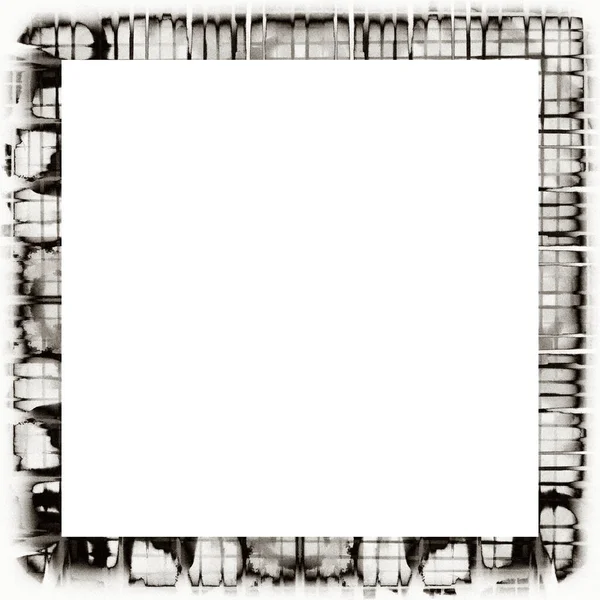 Grunge Scratched Frame Watercolor Texture Black White Copy Space Middle — Stock Photo, Image