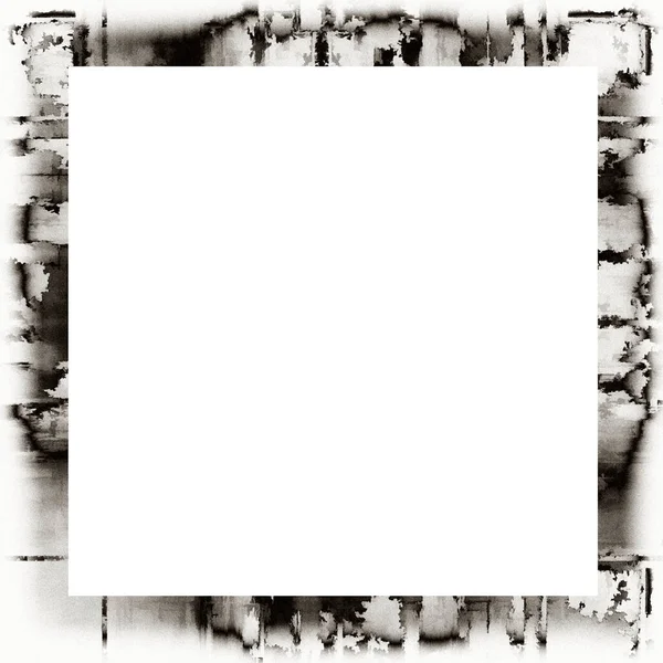 Grunge Salissant Texture Aquarelle Cadre Mural Noir Blanc Espace Vide — Photo