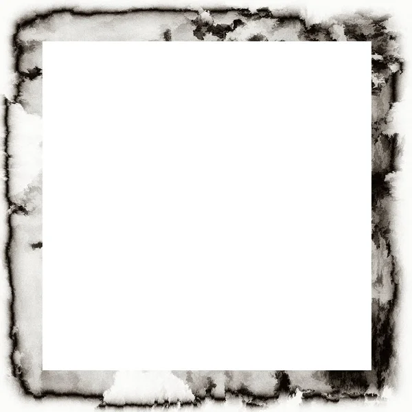 Grunge Watercolor Texture Black White Wall Frame Empty Space Middle — Stock Photo, Image