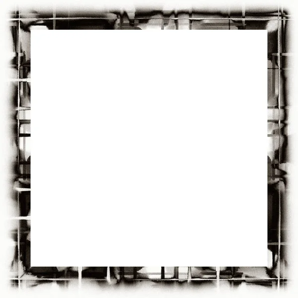 Grunge Gekrast Frame Aquareltextuur Zwart Wit Kopieer Ruimte Het Midden — Stockfoto