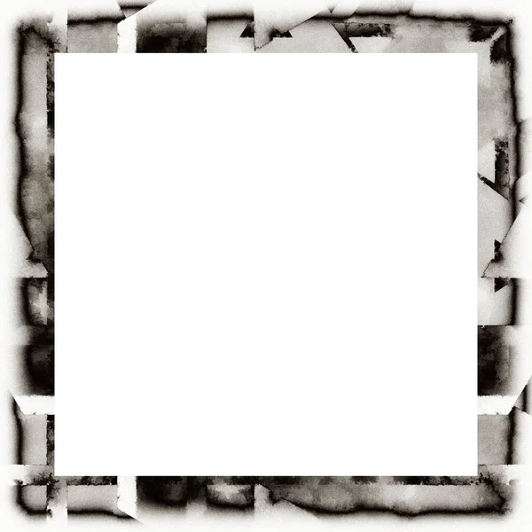 Grunge Scratched Watercolor Texture Black White Wall Frame Copy Space — Stock Photo, Image