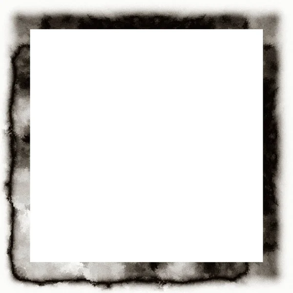 用黑白水彩纹理刮伤的框架 中间的复制空间 用于图像或广告文本 — 图库照片