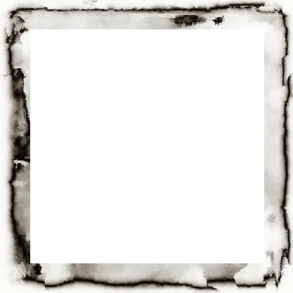 Grunge Watercolor Texture Black White Wall Frame Empty Space Middle — Stock Photo, Image