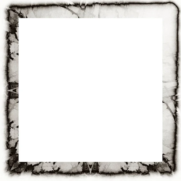 Grunge Cornice Graffiata Texture Acquerello Bianco Nero Copia Spazio Centro — Foto Stock