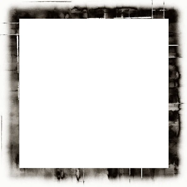 Grunge Goteando Textura Acuarela Marco Pared Blanco Negro Con Espacio —  Fotos de Stock