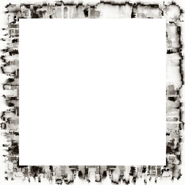 Grunge Cornice Graffiata Texture Acquerello Bianco Nero Copia Spazio Centro — Foto Stock