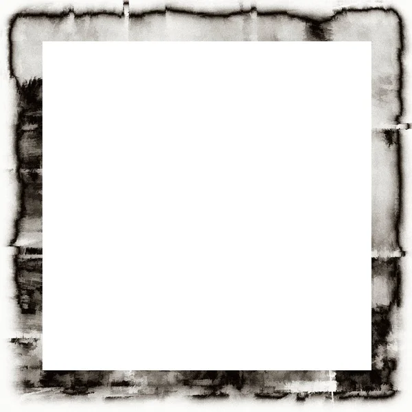 Messy Grunge Dripping Watercolor Texture Black White Wall Frame Empty — Stock Photo, Image