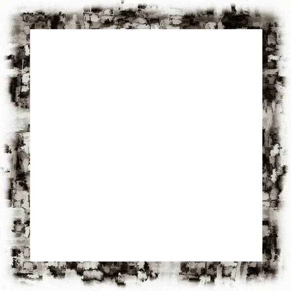 Grunge Dripping Watercolor Texture Black White Wall Frame Empty Space — Stock Photo, Image