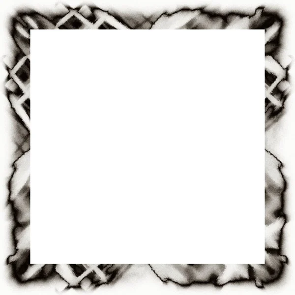 Messy Grunge Dripping Watercolor Texture Black White Wall Frame Empty — Stock Photo, Image