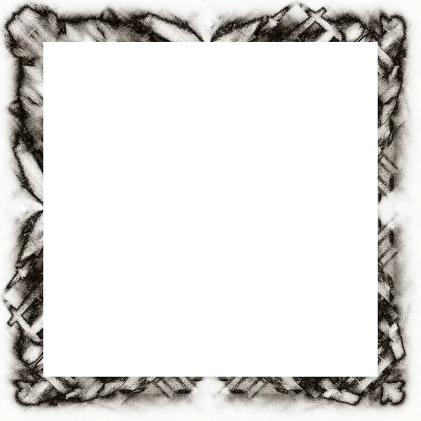 Grunge Frame Scratch Watercolor Effects Black White Texture Copy Space — Stock Photo, Image