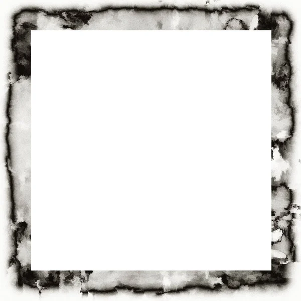 Grunge Dripping Watercolor Texture Black White Wall Frame Empty Space — Stock Photo, Image