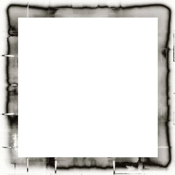Grunge Salissant Texture Aquarelle Cadre Mural Noir Blanc Espace Vide — Photo