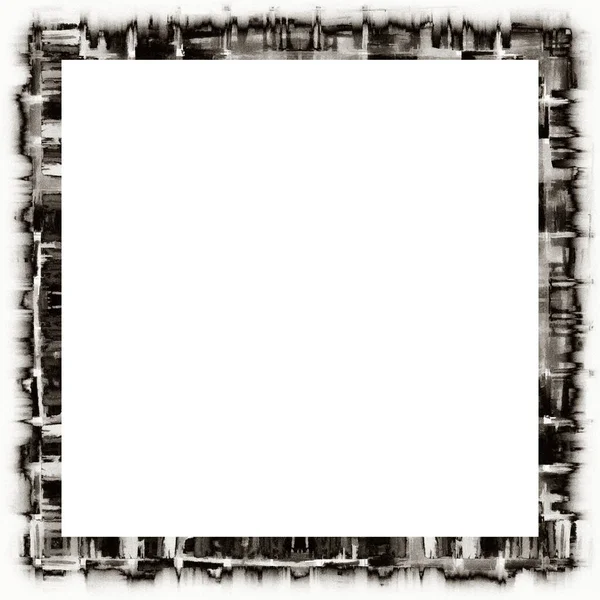 Grunge Gratta Vinci Texture Acquerello Cornice Della Parete Bianco Nero — Foto Stock